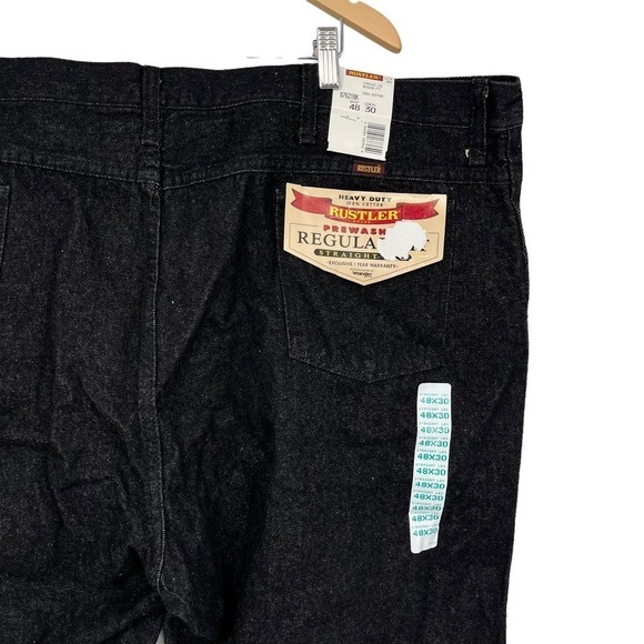 Vintage 90’s Rustler Jeans Straight Leg Regular Fit Black 48x30 - Picture 5 of 8